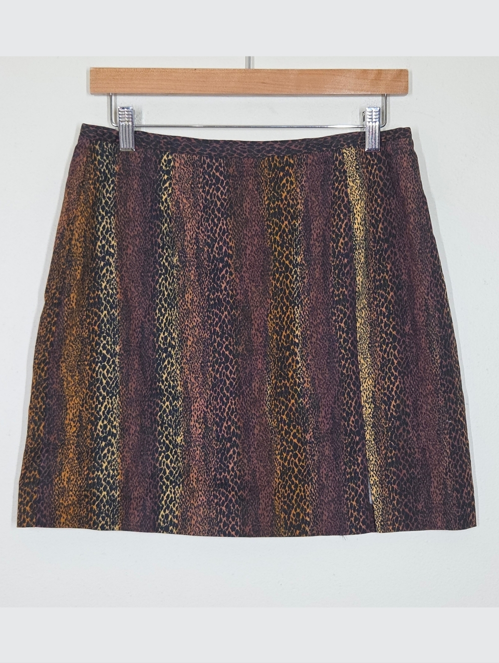 Vtg Y2K Krazy Larry Leopard Animal Print Mini Skirt 10 Grunge Punk Mobwife Boho